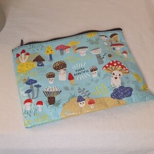 Blue Q Kids Mushroom Zip Pouch - Light Blue with Red Accents